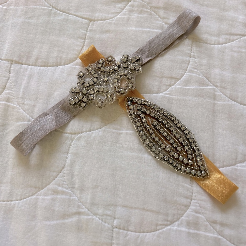 Gold and Silver Hand Beaded Crystal Headbands - Picture 2 of 5